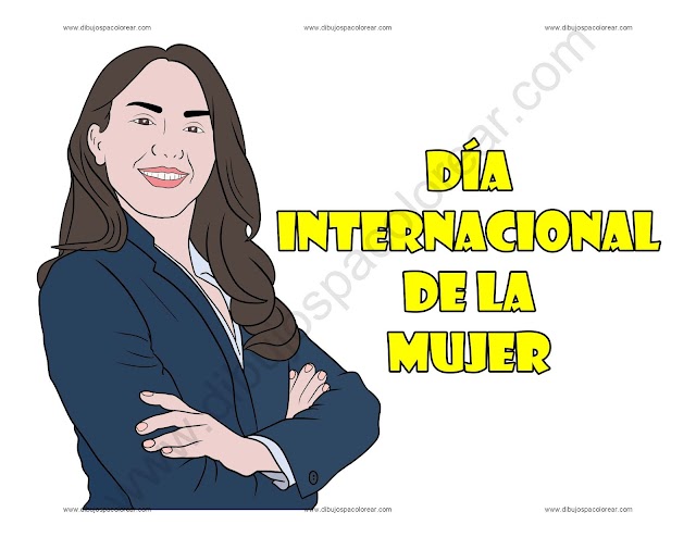 Día Internacional de la mujer  dibujo a color y para colorear